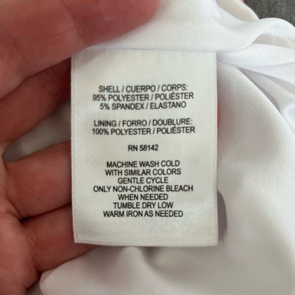 Donna Morgan White Multi Floral Ruched Short Sleeve Mini Dress 8/Medium NWOT - Picture 15 of 16